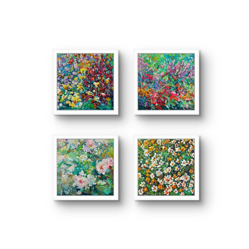 In Bloom, In Thought 4 Acrylic 6X6 Each